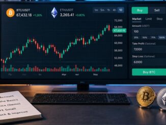 How to trade cryptocurrency for beginners with crypto trading chart and risk management controls